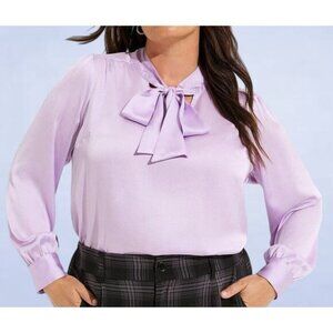 Torrid Studio‎ Bubble Satin Bow Tie Blouse - Size Large